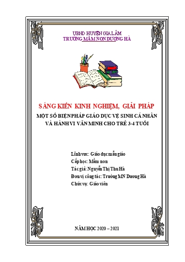 Sáng kiến kinh nghiệm Một số biện pháp giáo dục vệ sinh cá nhân và hành vi văn minh cho trẻ 3 - 4 tuổi