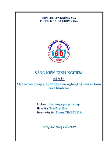 Sáng kiến kinh nghiệm Một số biện pháp giúp đỡ Đội viên nghèo, Đội viên có hoàn cảnh khó khăn