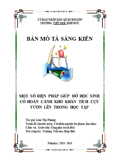 Sáng kiến kinh nghiệm Một số biện pháp giúp đỡ học sinh có hoàn cảnh khó khăn tích cực vươn lên trong học tập