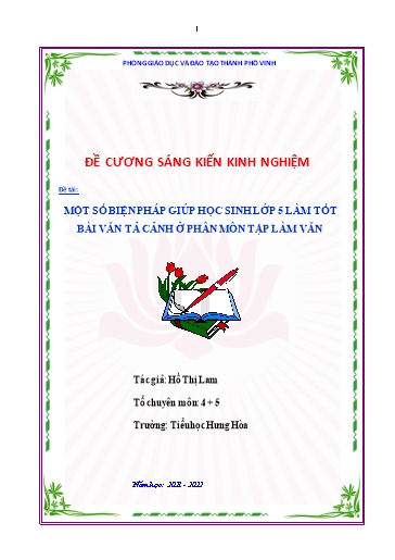 Sáng kiến kinh nghiệm Một số biện pháp giúp học sinh Lớp 5 làm tốt bài văn tả cảnh ở phân môn tập làm văn