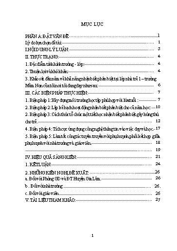Sáng kiến kinh nghiệm Một số biện pháp giúp trẻ 24 – 36 tháng tuổi hứng thú với môn nhận biết phân biệt