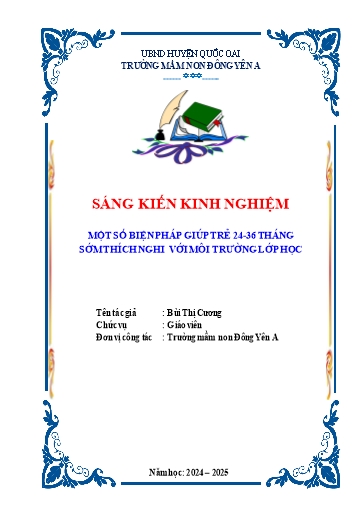 Sáng kiến kinh nghiệm Một số biện pháp giúp trẻ 24-36 tháng sớm thích nghi với môi trường lớp học