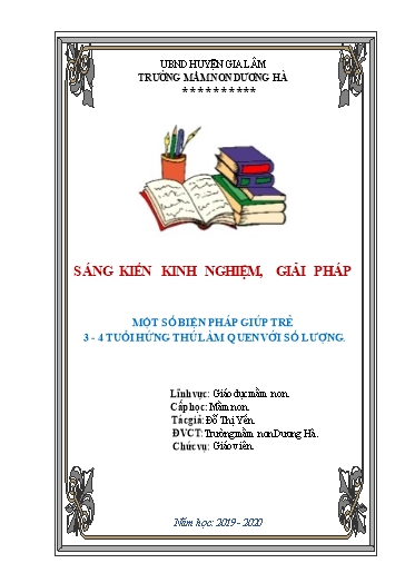 Sáng kiến kinh nghiệm Một số biện pháp giúp trẻ 3 - 4 tuổi hứng thú làm quen với số lượng