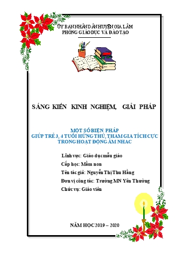 Sáng kiến kinh nghiệm Một số biện pháp giúp trẻ 3-4 tuổi hứng thú, tham gia tích cực trong hoạt động âm nhạc