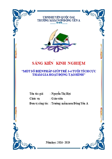 Sáng kiến kinh nghiệm Một số biện pháp giúp trẻ 3-4 tuổi tích cực tham gia hoạt động tạo hình