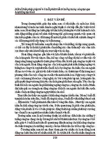Sáng kiến kinh nghiệm Một số biện pháp giúp trẻ 4-5 tuổi sáng tạo, sáng tạo đa chiều trong hoạt động tạo hình