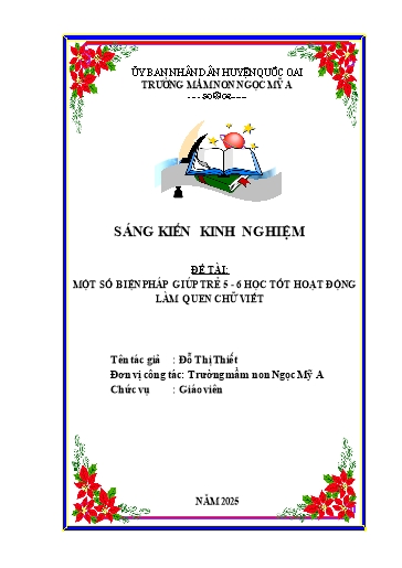 Sáng kiến kinh nghiệm Một số biện pháp giúp trẻ 5 - 6 tuổi học tốt hoạt động làm quen với chữ viết