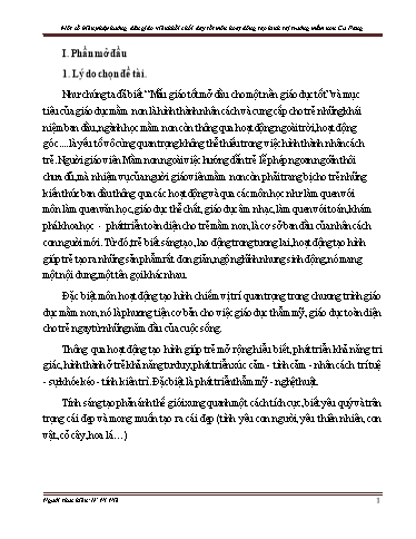 Sáng kiến kinh nghiệm Một số biện pháp hướng dẫn giáo viên khối chồi dạy tốt môn hoạt động tạo hình tại trường Mầm non Cư Pang