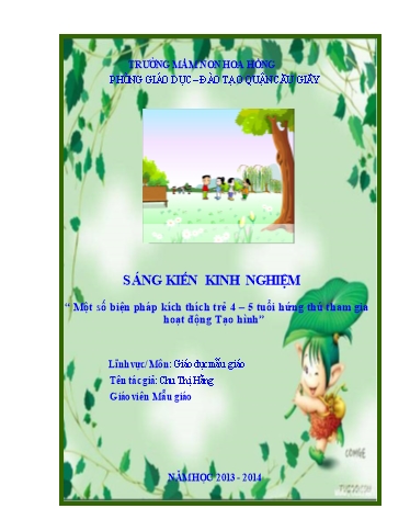 Sáng kiến kinh nghiệm Một số biện pháp kích thích trẻ 4 – 5 tuổi hứng thú tham gia hoạt động Tạo hình