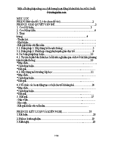 Sáng kiến kinh nghiệm Một số biện pháp nâng cao chất lượng hoạt động khám khá cho trẻ 4-5 tuổi ở trường Mầm Non