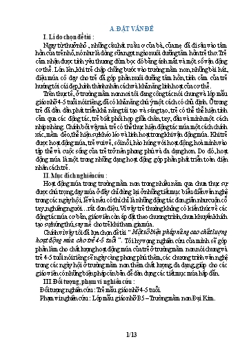 Sáng kiến kinh nghiệm Một số biện pháp nâng cao chất lượng hoạt động múa cho trẻ 4-5 tuổi