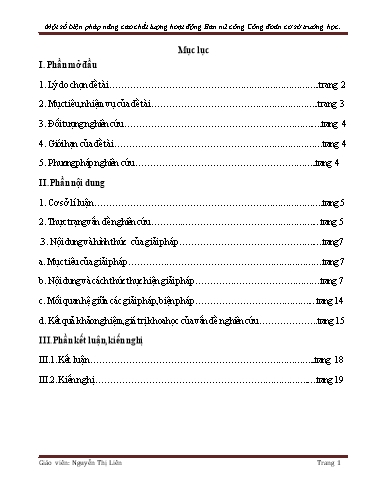 Sáng kiến kinh nghiệm Một số biện pháp nâng cao chất lượng hoạt động Ban nữ công công đoàn cơ sở trường học