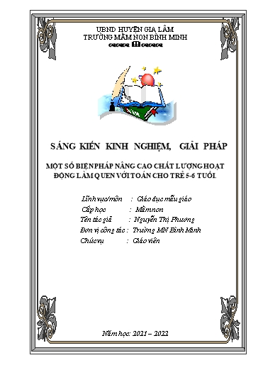 Sáng kiến kinh nghiệm Một số biện pháp nâng cao chất lượng hoạt động làm quen với toán cho trẻ 5- 6 tuổi