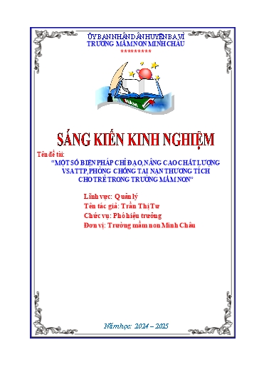 Sáng kiến kinh nghiệm Một số biện pháp nâng cao chất lượng vệ sinh an toàn thực phẩm, phòng chống tai nạn thương tích cho trẻ trong trường Mầm non
