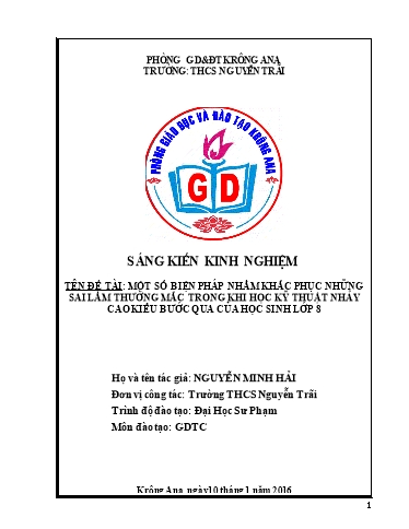 Sáng kiến kinh nghiệm Một số biện pháp nhằm khắc phục những sai lầm thường mắc trong khi học kỹ thuật nhảy cao kiểu bước qua của học sinh Lớp 8