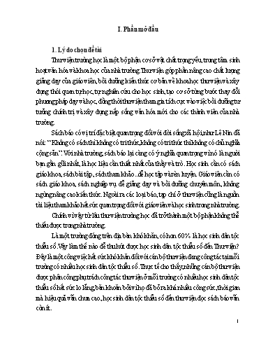 Sáng kiến kinh nghiệm Một số biện pháp nhằm thu hút học sinh dân tộc thiểu số đến thư viện