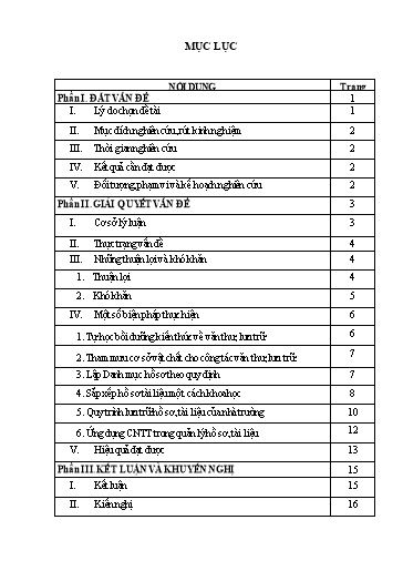 Sáng kiến kinh nghiệm Một số biện pháp phân loại, lập hồ sơ và lưu trữ hồ sơ trong trường Mầm Non