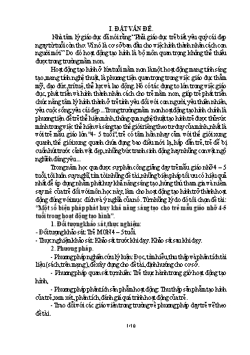 Sáng kiến kinh nghiệm Một số biện pháp phát huy khả năng sáng tạo cho trẻ Mẫu giáo nhỡ 4-5 tuổi trong hoạt động tạo hình