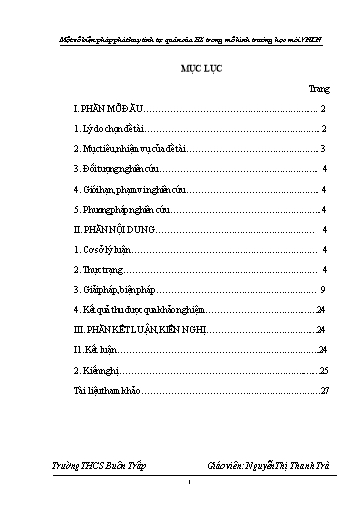Sáng kiến kinh nghiệm Một số biện pháp phát huy tính tự quản của học sinh trong mô hình trường học mới VNEN