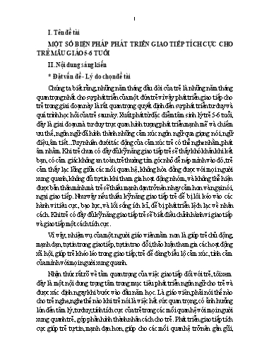 Sáng kiến kinh nghiệm Một số biện pháp phát triển giao tiếp tích cực cho trẻ Mẫu giáo 5-6 tuổi