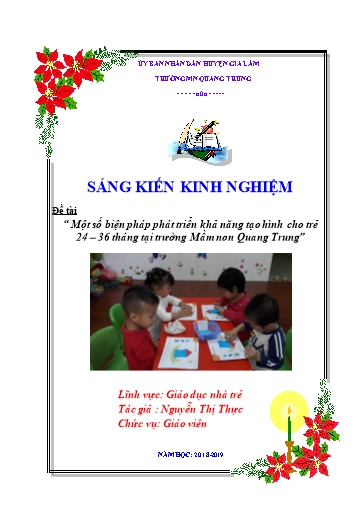 Sáng kiến kinh nghiệm Một số biện pháp phát triển khả năng tạo hình cho trẻ 24 – 36 tháng tại trường Mầm non Quang Trung
