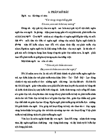 Sáng kiến kinh nghiệm Một số biện pháp phát triển ngôn ngữ cho trẻ Mẫu giáo 5-6 tuổi thông qua môn Văn học