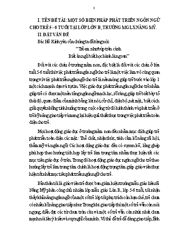 Sáng kiến kinh nghiệm Một số biện pháp phát triển ngôn ngữ cho trẻ 5-6 tuổi tại Lớp Mẫu giáo Lớn B, trường Mẫu giáo liên xã Năng Mỹ