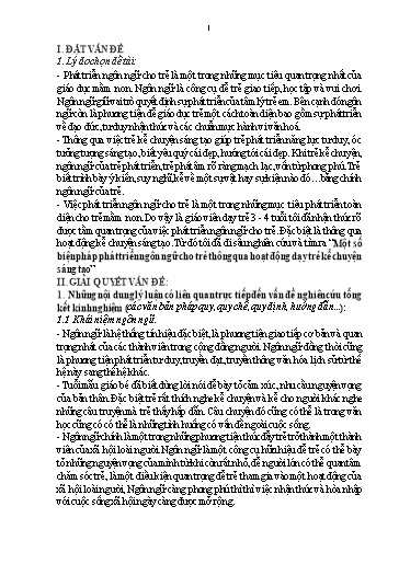 Sáng kiến kinh nghiệm Một số biện pháp phát triển ngôn ngữ cho trẻ thông qua hoạt động dạy trẻ kể chuyện sáng tạo