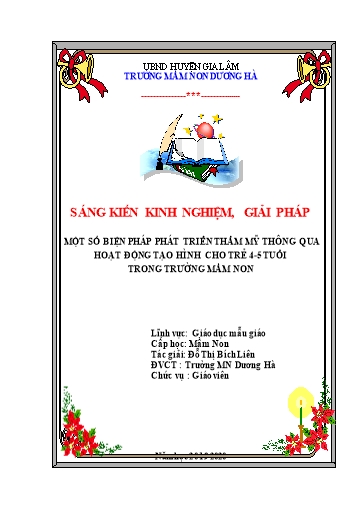 Sáng kiến kinh nghiệm Một số biện pháp phát triển thẩm mỹ cho trẻ thông qua hoạt động tạo hình cho trẻ mẫu giáo 4-5 tuổi tại Trường Mầm non