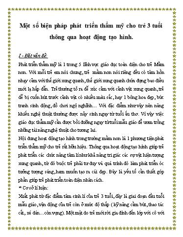 Sáng kiến kinh nghiệm Một số biện pháp phát triển thẩm mỹ cho trẻ thông qua hoạt động tạo hình