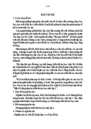 Sáng kiến kinh nghiệm Một số biện pháp rèn chữ viết cho học sinh Lớp 1