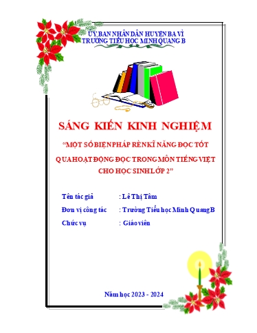 Sáng kiến kinh nghiệm Một số biện pháp rèn kĩ năng đọc tốt qua hoạt động Đọc trong môn Tiếng Việt cho học sinh Lớp 2