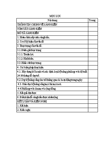 Sáng kiến kinh nghiệm Một số biện pháp rèn kỹ năng sống cho trẻ 24-36 tháng tuổi trong trường Mầm non