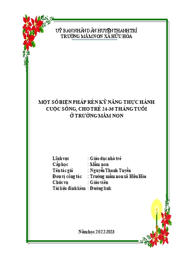 Sáng kiến kinh nghiệm Một số biện pháp rèn kỹ năng thực hành cuộc sống, cho trẻ nhà trẻ 24 - 36 tháng tuổi ở trường Mầm non