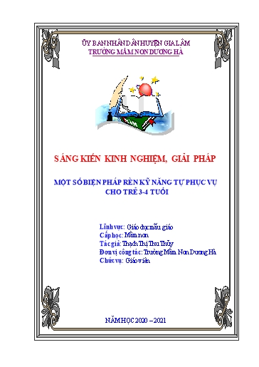 Sáng kiến kinh nghiệm Một số biện pháp rèn kỹ năng tự phục vụ cho trẻ 3- 4 tuổi
