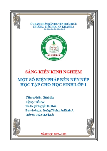 Sáng kiến kinh nghiệm Một số biện pháp rèn nền nếp học tập cho học sinh Lớp 1