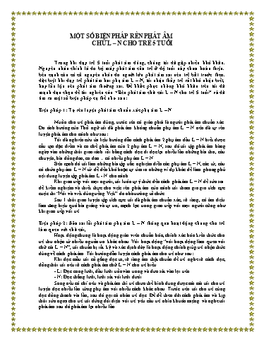 Sáng kiến kinh nghiệm Một số biện pháp rèn phát âm chữ L - N cho trẻ 5 tuổi