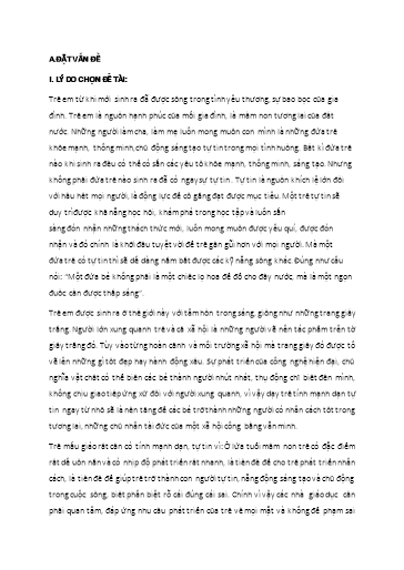 Sáng kiến kinh nghiệm Một số biện pháp rèn tính mạnh dạn tự tin cho trẻ Mẫu giáo bé 3-4 tuổi trong Trường Mầm non