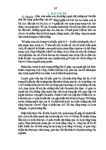 Sáng kiến kinh nghiệm Một số biện pháp rèn trẻ 3-4 tuổi mạnh dạn, tự tin tham gia các hoạt động trong trường Mầm Non