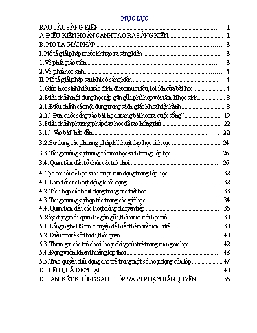 Sáng kiến kinh nghiệm Một số biện pháp tạo hứng thú cho học sinh trong dạy và học Tiếng Việt 4 tiếp cận chương trình giáo dục phổ thông 2018