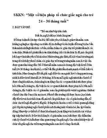 Sáng kiến kinh nghiệm Một số biện pháp tổ chức giấc ngủ cho trẻ 24 – 36 tháng tuổi
