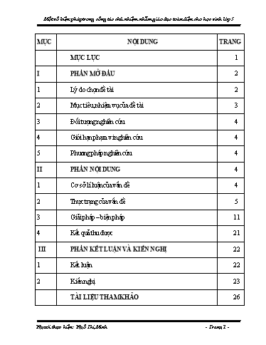 Sáng kiến kinh nghiệm Một số biện pháp trong công tác chủ nhiệm nhằm giáo dục toàn diện cho học sinh Lớp 5 ở trường Tiểu học Trưng Vương