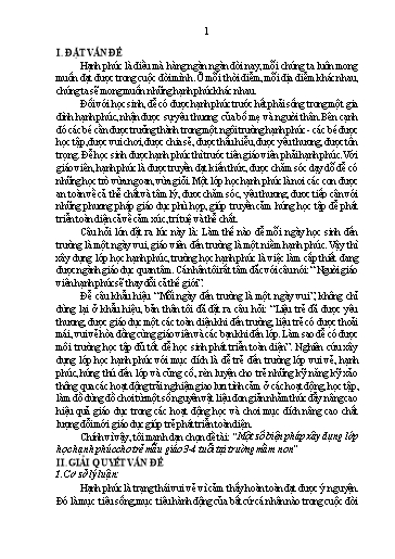 Sáng kiến kinh nghiệm Một số biện pháp xây dựng lớp học hạnh phúc cho trẻ Mẫu giáo 3-4 tuổi tại Trường Mầm Non