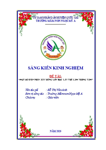 Sáng kiến kinh nghiệm Một số biện pháp xây dựng lớp học lấy trẻ làm trung tâm