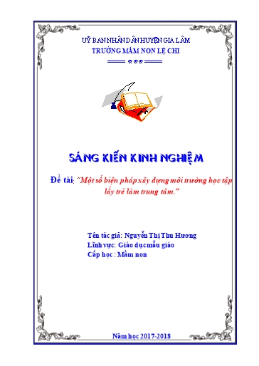 Sáng kiến kinh nghiệm Một số biện pháp xây dựng môi trường học tập lấy trẻ làm trung tâm