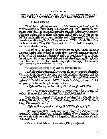 Sáng kiến kinh nghiệm Một số biện pháp xây dựng môi trường, tăng cường tiếng Việt cho trẻ dân tộc thiểu số vùng cao trong Trường Mầm Non