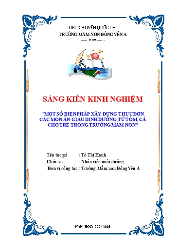 Sáng kiến kinh nghiệm Một số biện pháp xây dựng thực đơn các món ăn giàu dinh dưỡng từ tôm, cá cho trẻ trong trường Mầm non
