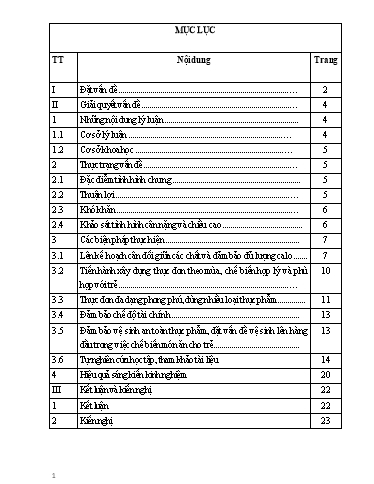 Sáng kiến kinh nghiệm Một số biện pháp xây dựng thực đơn nhằm nâng cao chất lượng bữa ăn cho trẻ trong trường Mầm Non