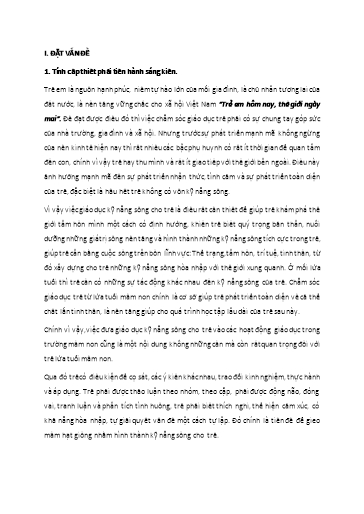 Sáng kiến kinh nghiệm Một số giải pháp giáo dục kỹ năng sống cho trẻ 4 - 5 tuổi trong trường Mầm non