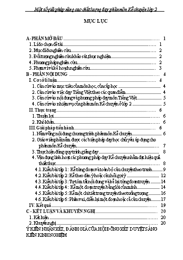 Sáng kiến kinh nghiệm Một số giải pháp nâng cao chất lượng dạy phân môn Kể chuyện Lớp 2